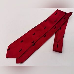 J. McLaughlin Red Kids Tie with Black Dog Pattern